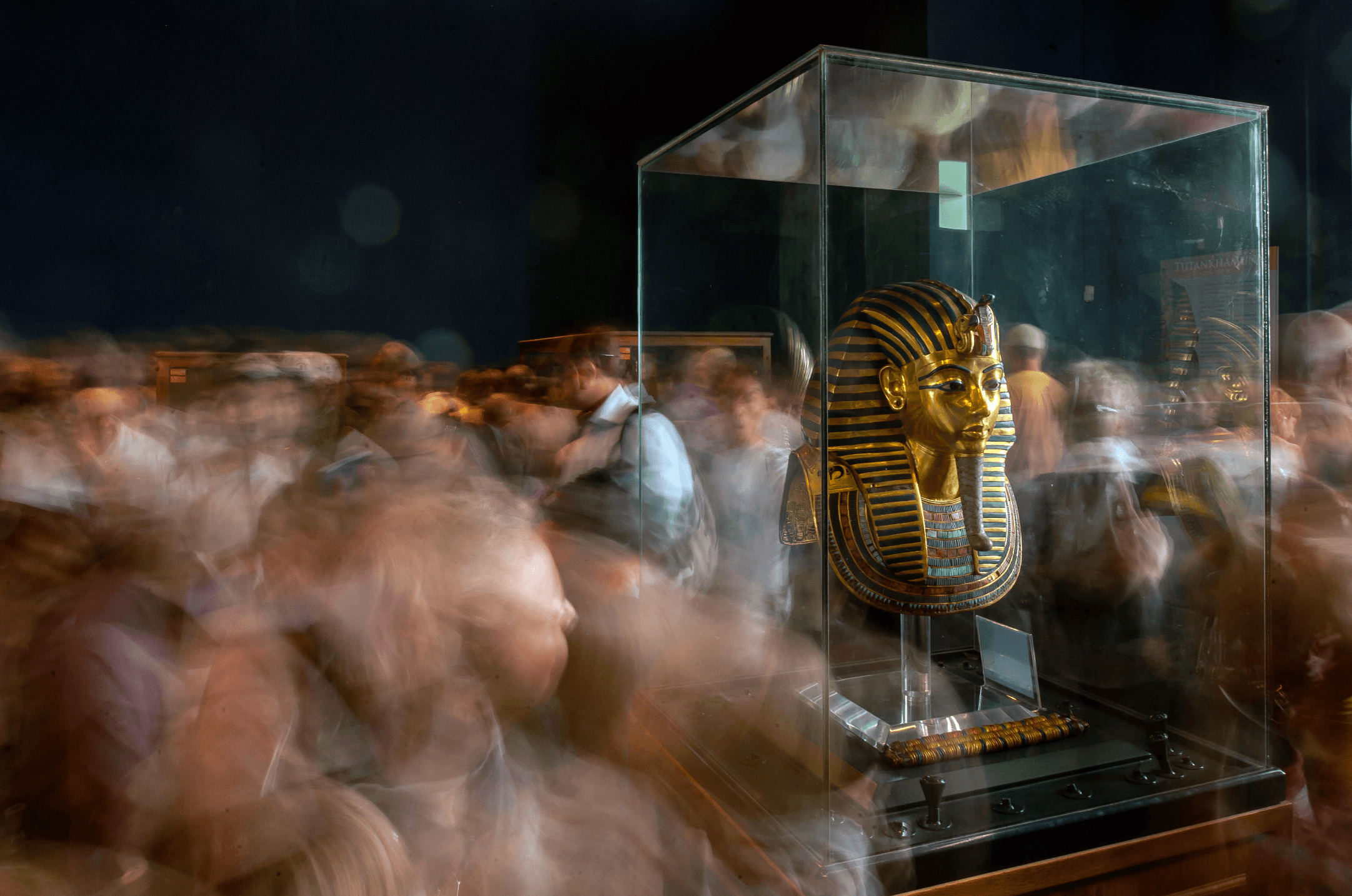 Tutanchamun, Goldene Maske im Ägyptischen Museum, Kairo. Sie wird im Grand Egyptian Museum, Gizeh, zu sehen sein.